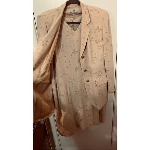 Kina Fernandez Beige FLoral 2 Piece Floral Dress & Blazer Size XL - Picture 4 of 12